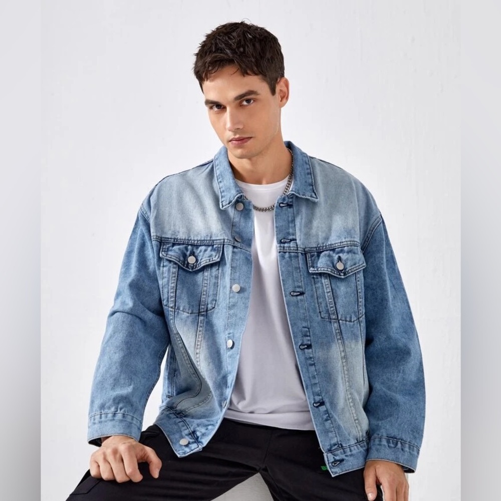 NWOT Stonewashed Shoulder Drop Denim Jacket